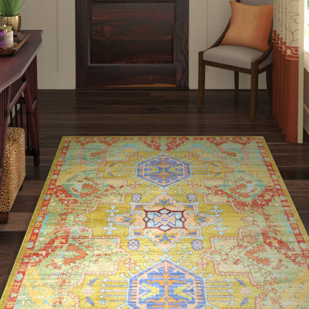 Bungalow Rose Glasser Performance Red/Yellow Rug & Reviews | Wayfair