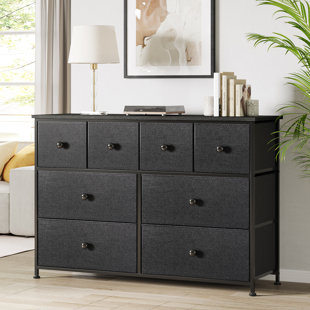 Wood Top Sturdy Steel Frame Details about   mDesign Wide Dresser Storage Chest Easy Pull Fabr 