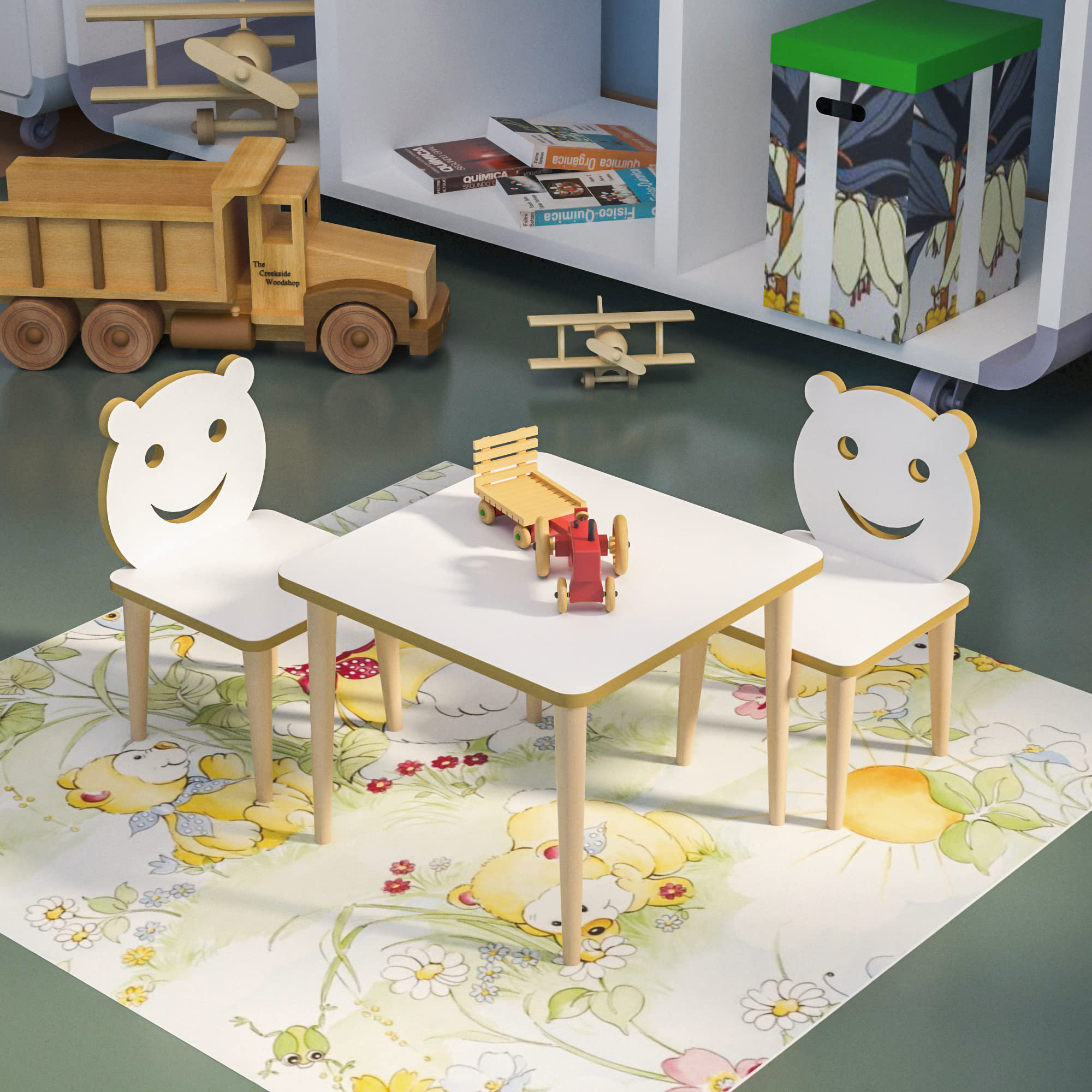 Harriet Bee Kids Table And Chair Set With Storage (2 Chairs Included