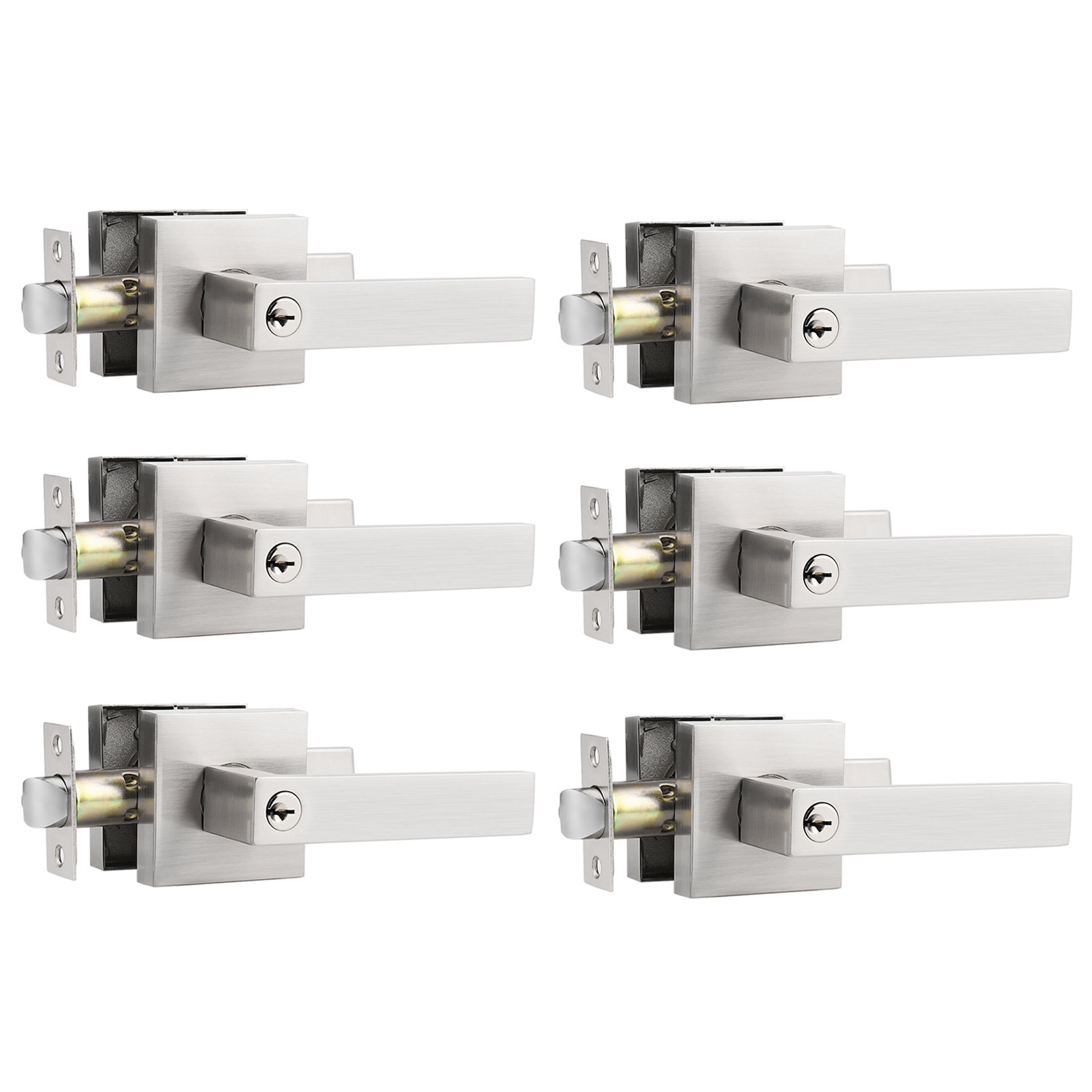 Probrico Keyed Alike Entry Door Locksets, Square Door Levers & Reviews