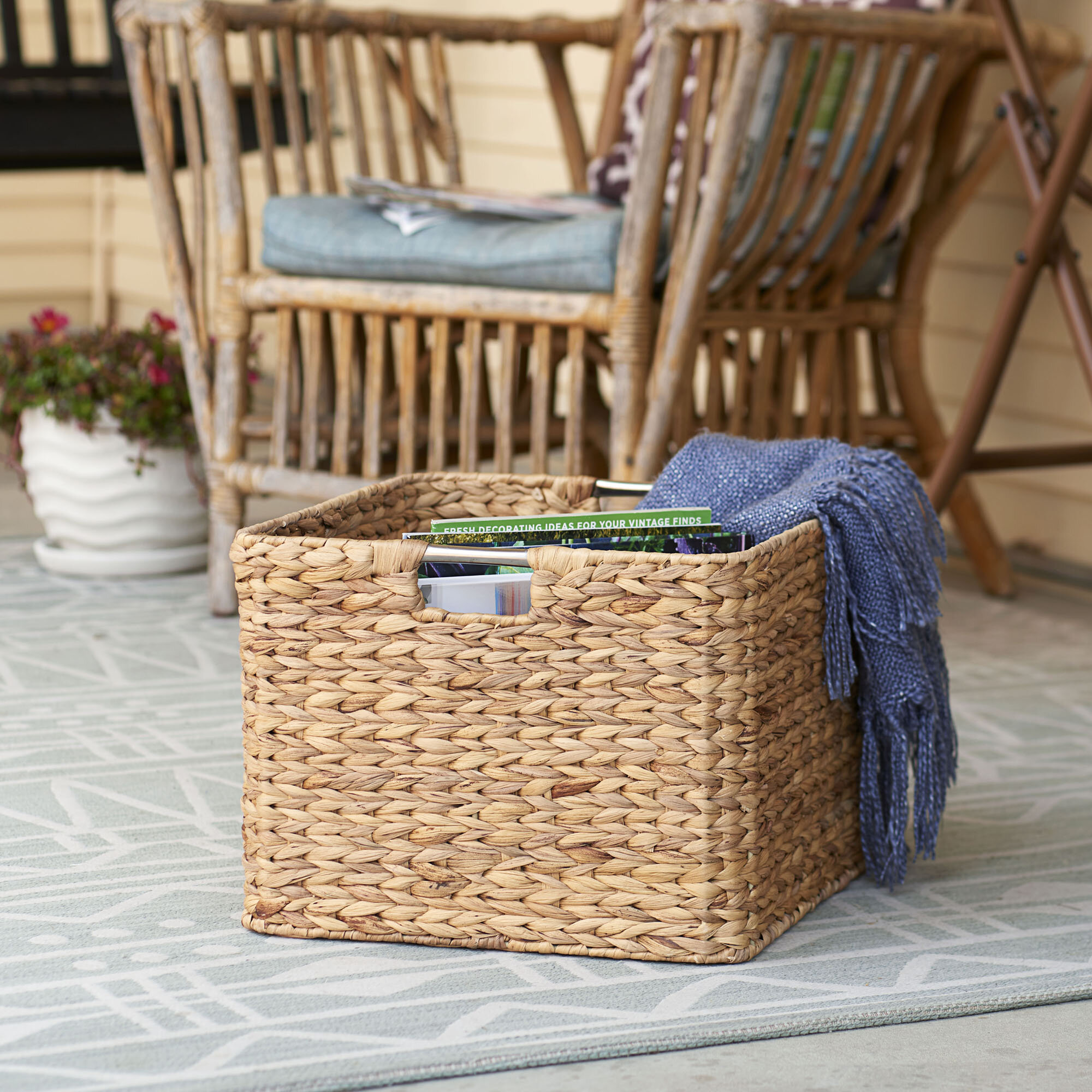 3 Pc Set Household Essentials Robin Decorative Wicker Basket Natural Brown 