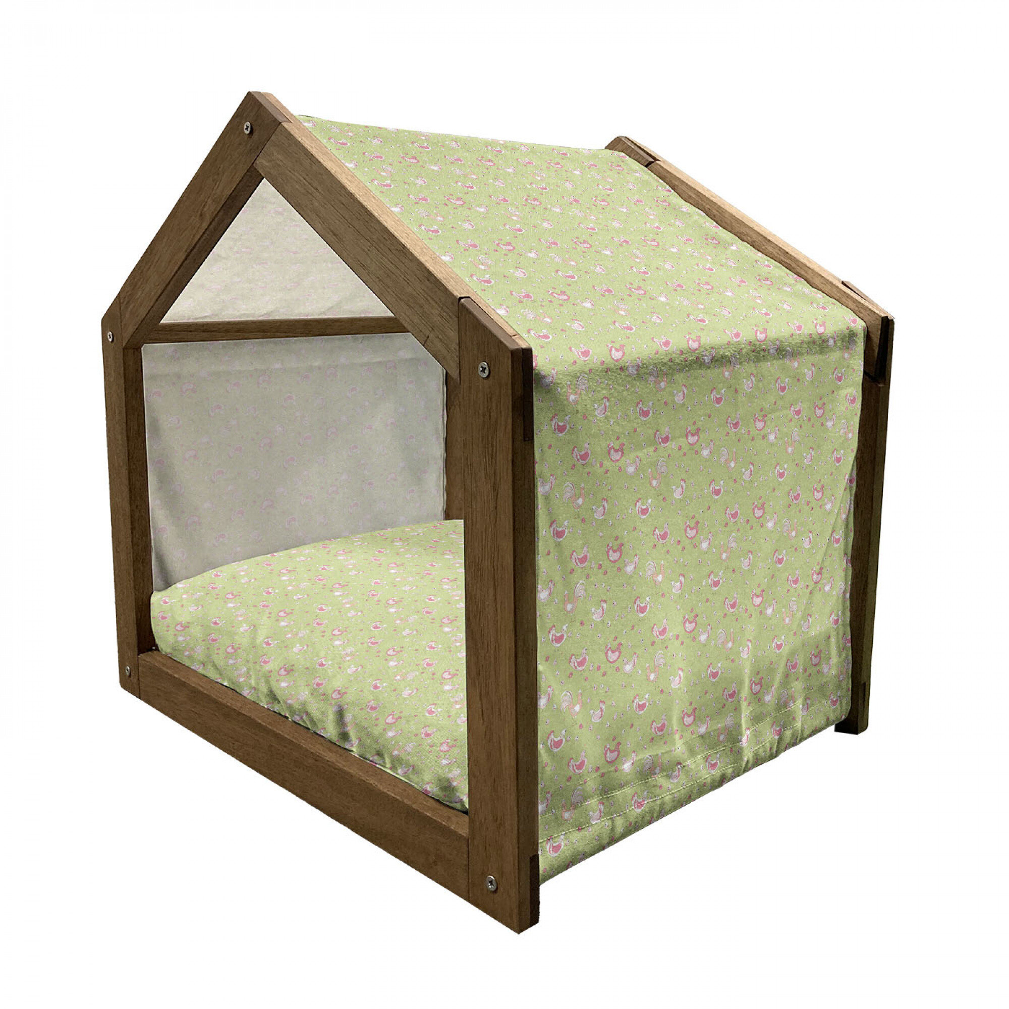 East Urban Home Ambesonne Hen And Chicks Wooden Pet House, Cartoon Pattern  With Chicken And Rooster, Outdoor & Indoor Portable Dog Kennel With Pillow  And Cover, Large, Green Pink - Wayfair Canada