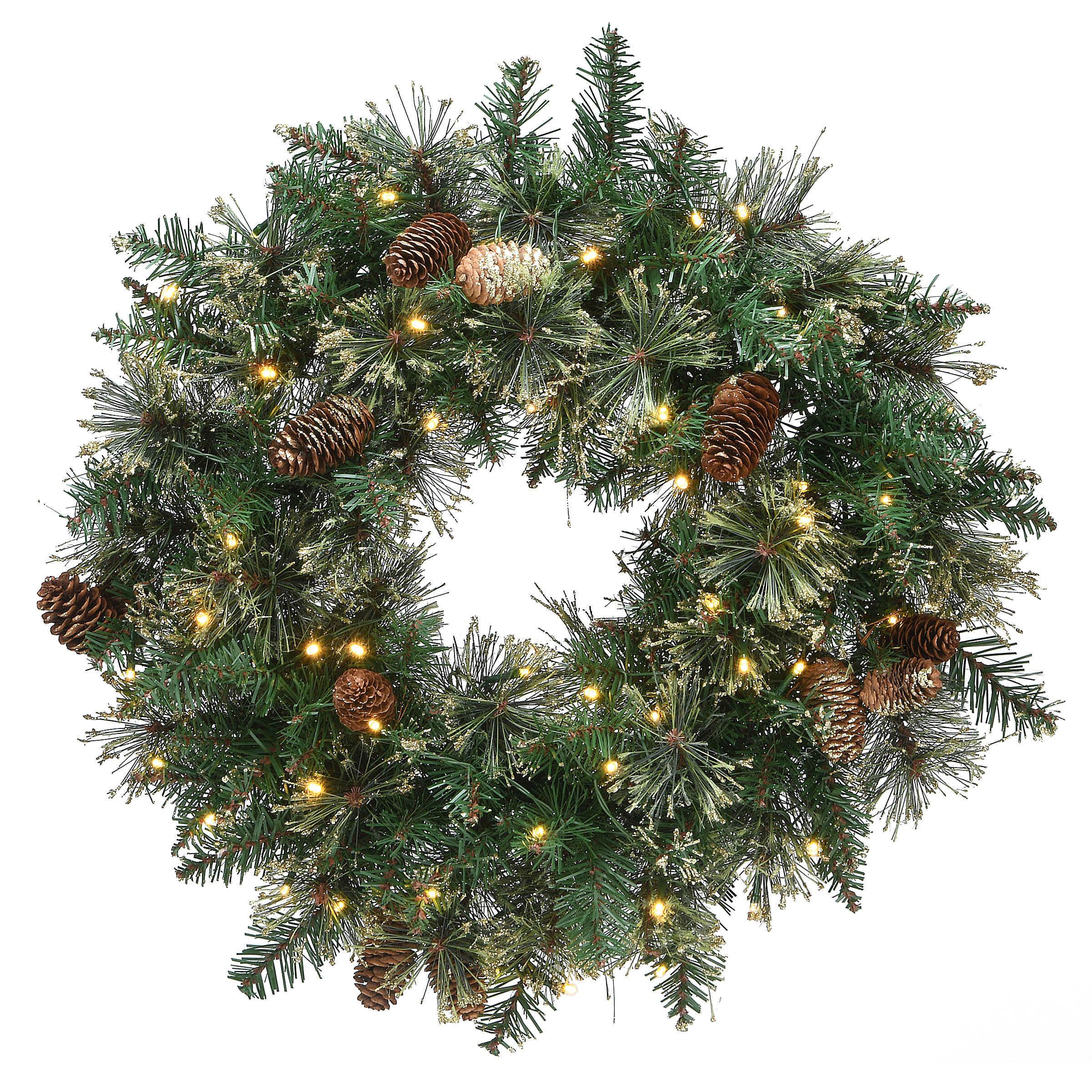 The Holiday Aisle® Faux Lighted Mixed Assortment 24'' Wreath & Reviews