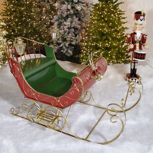 Holiday Radiance Santa Sleigh Illuminated Glass Ornament w/Gilded Accents