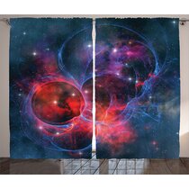 Pair of Ready Made 3d Photo Print Galaxy Nebula Design Curtains Tape Ring Top 
