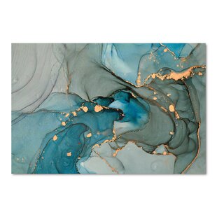 Turquoise Gold Infused Marble - Print on Canvas