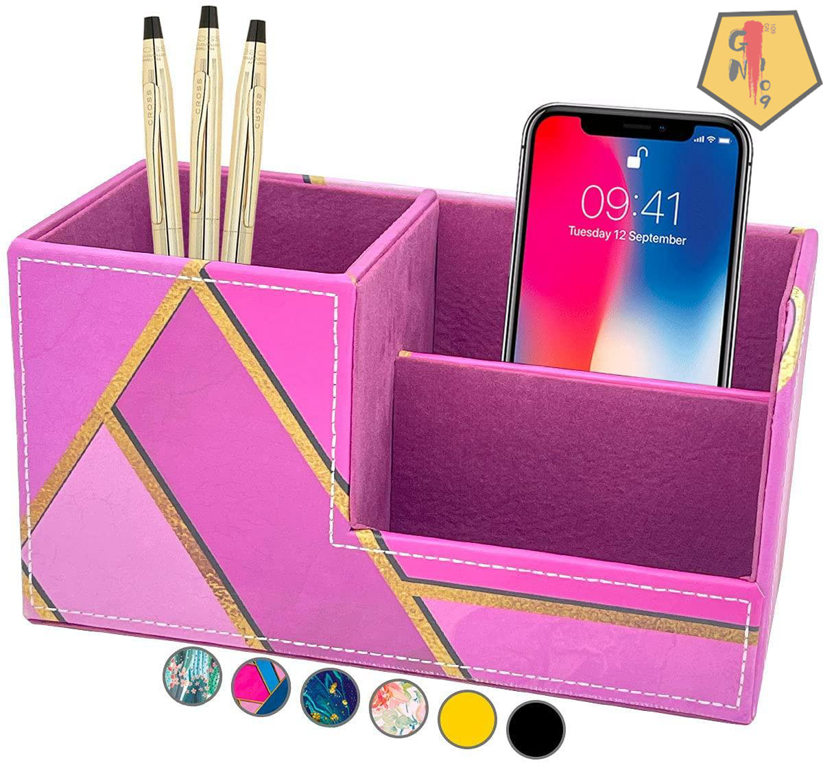 GN109 PU Leather Desk Organizer Cute Pen Holder Office Pencil Holders