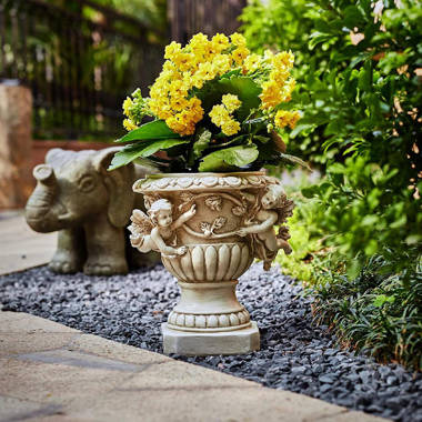 Weave Top Garden Pot Urn by Orlandi Statuary Made of Fiberstone-21" High FS32027 
