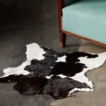 Hairy super soft beautiful Black & White Rodeo Calf skin rug 3' X3' Best Quality 