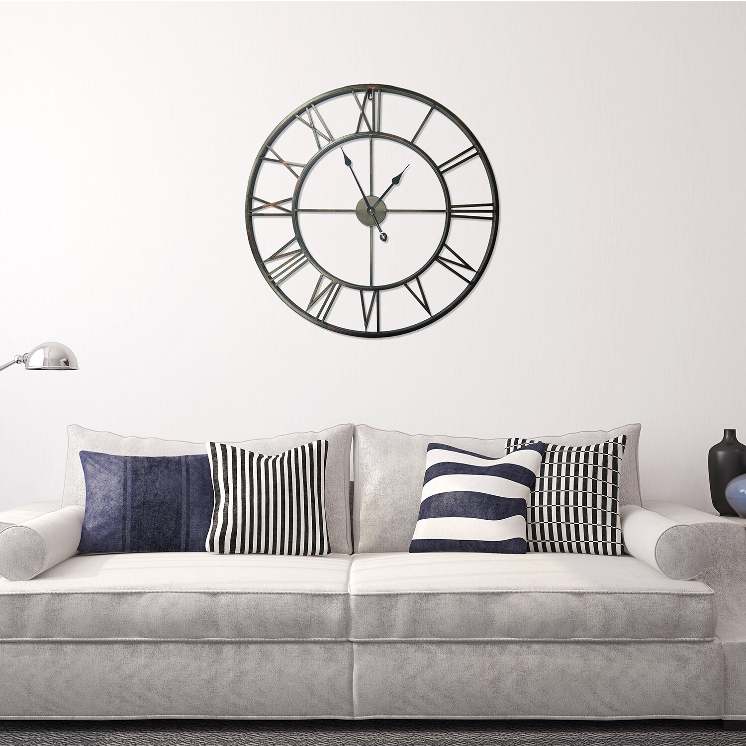 Alba Small Round Wall Clock In Black Acrylic 