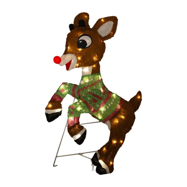 CHRISTMAS HOLIDAY RUDOLPH REINDEER  OUTDOOR LIGHTED ORNAMENT 45" TALL 150 LIGHTS 