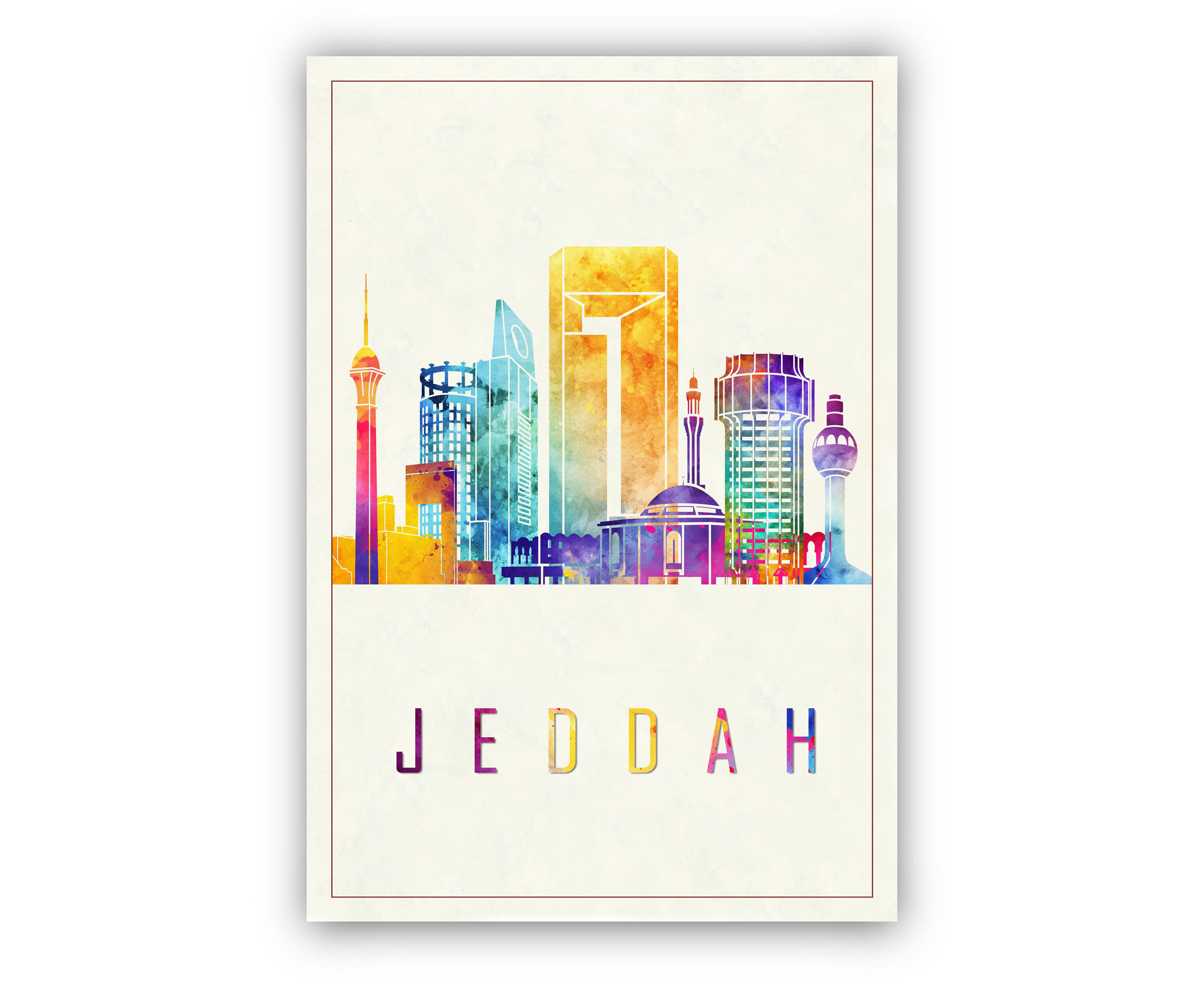 Ebern Designs Jeddah Illustration Poster World Cities Jeddah Painting