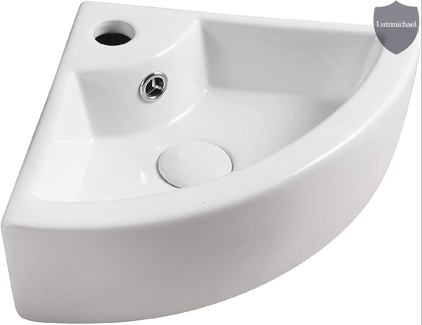 Menggutong 12.2'' White Ceramic Specialty Corner Bathroom Sink with