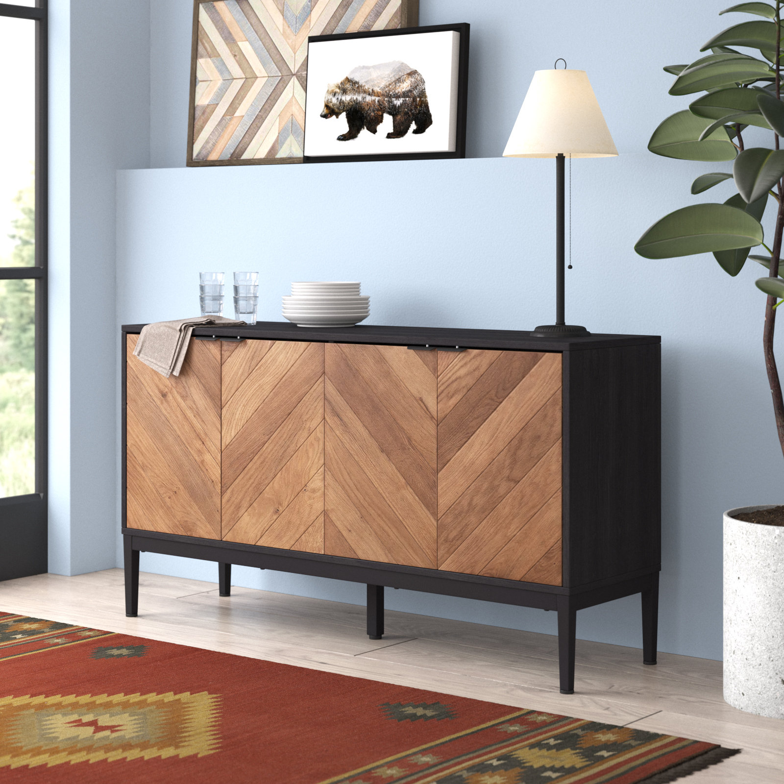 Foundstone™ Amherst 55" Wide 4 Door Sideboard & Reviews Wayfair