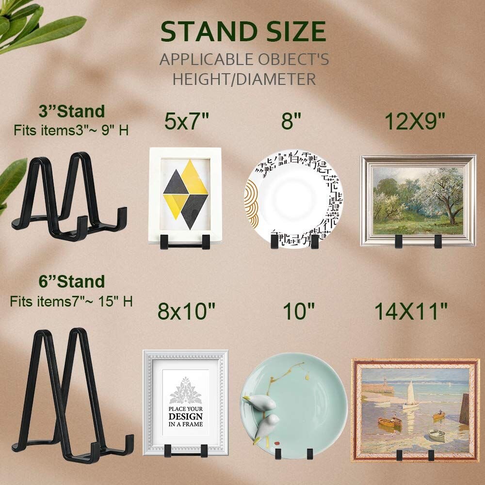 6 Inch Tall White plastic Display Stand Holder Easels for Plates Photos & More 