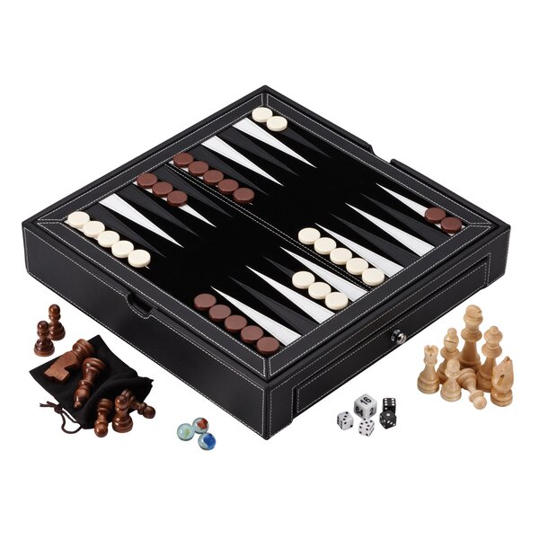 Chess Table Backgammon Set Vintage Antique Style Game Stand Tabletop Storage New 