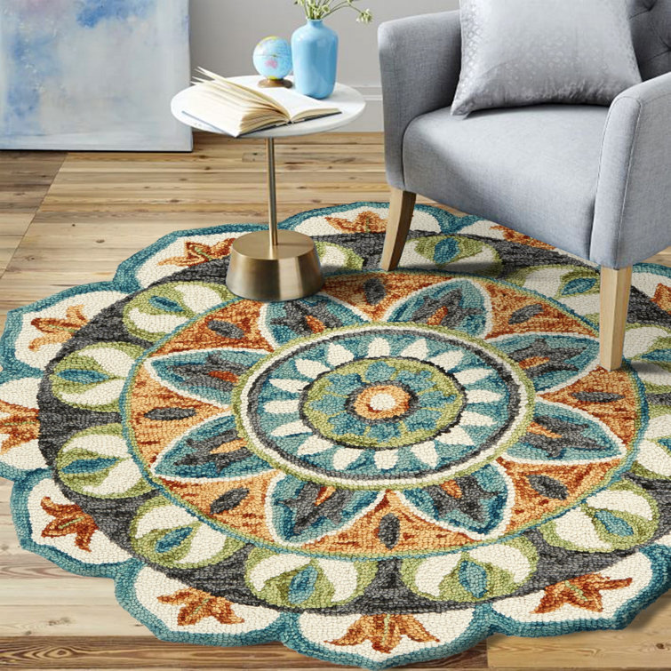 Arla Handmade Teal/Green/Orange Rug