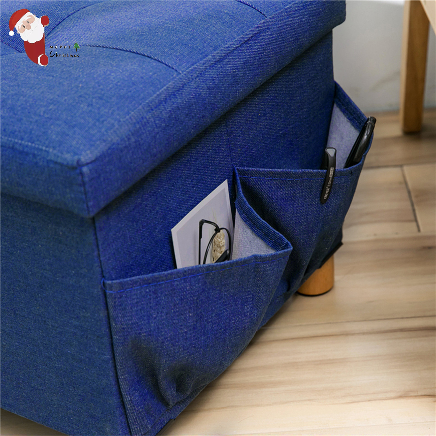 Ebern Designs 4 Pairs Blue Fabric Shoe Storage Bench Wayfair