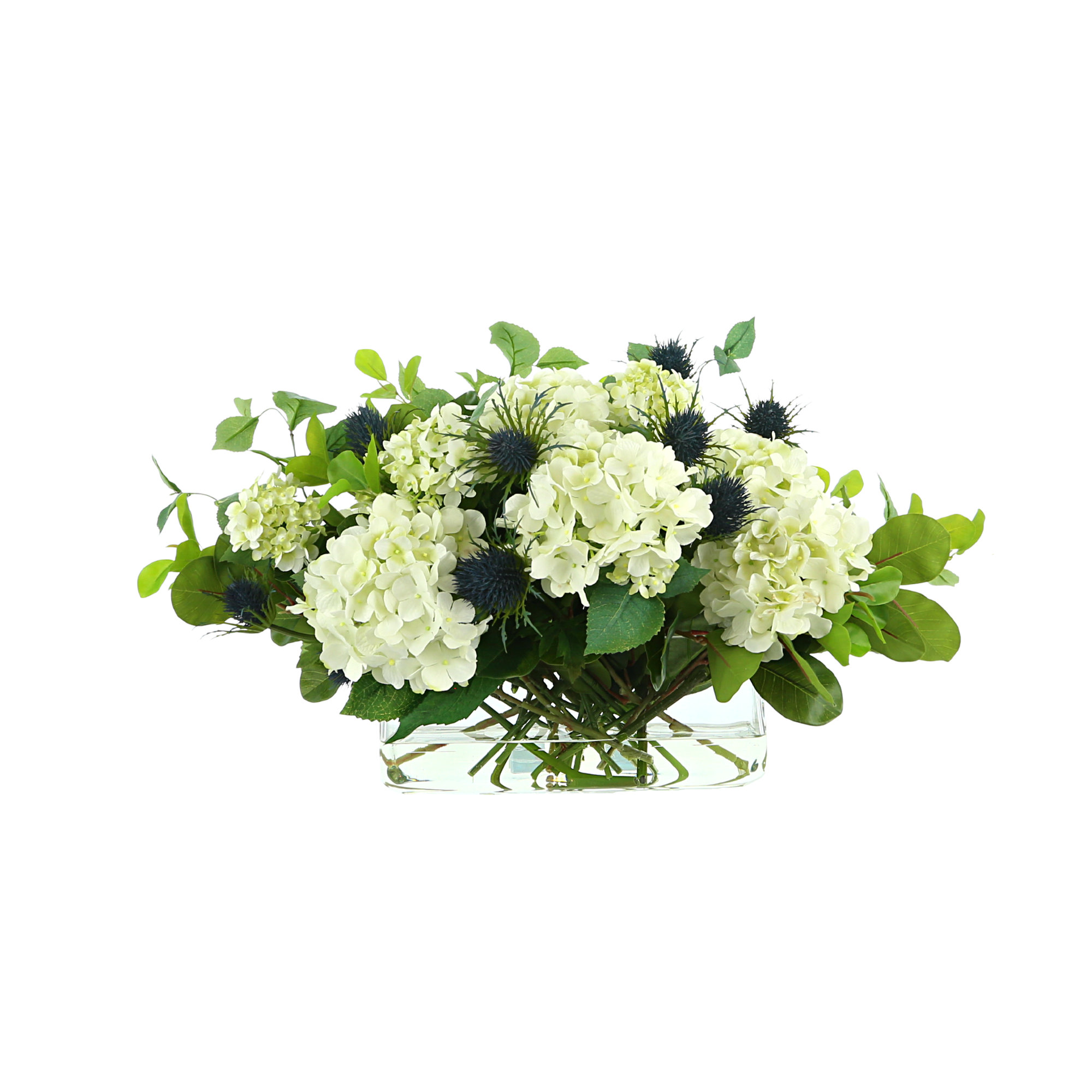 Creative Displays, Inc. Hydrangea and Thistle Floral Arrangement in a