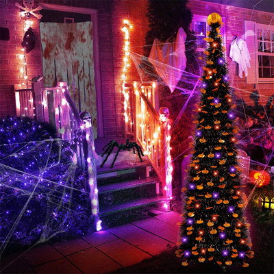 Halloween Tree Decor With Timer DIY Orange Purple Lights Pumpkin Top Sequins Battery Operated Tinsel Pop Up Pencil -  The Holiday Aisle®, D5ADE4B291FA48509294CD62FA01AF7A