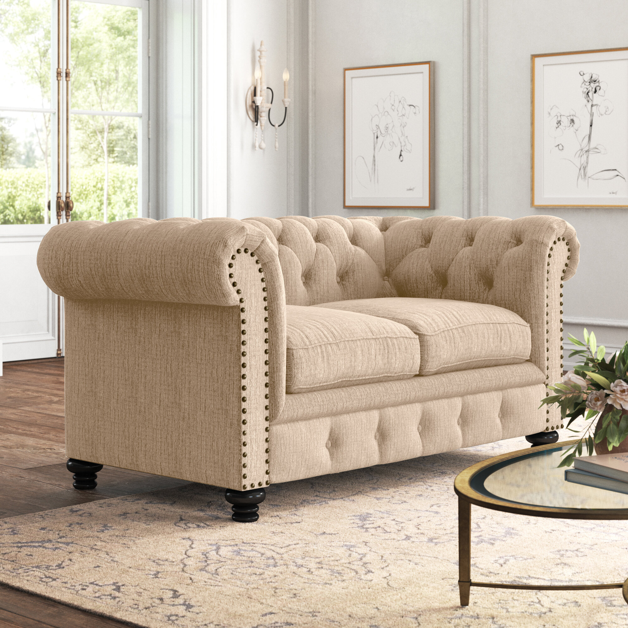 Westerly 66.5” Rolled Arm Chesterfield Loveseat