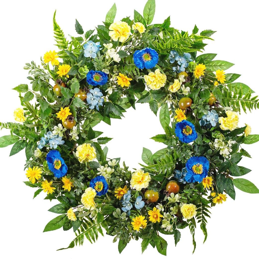 24inch Large Front Door Wreath Handcrafted Garland for Home Wall Decor 