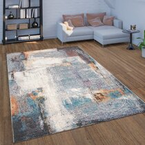 Purple Grey White Contour Cut Rug Thick Short Pile Living Area Bedroom Carpet 