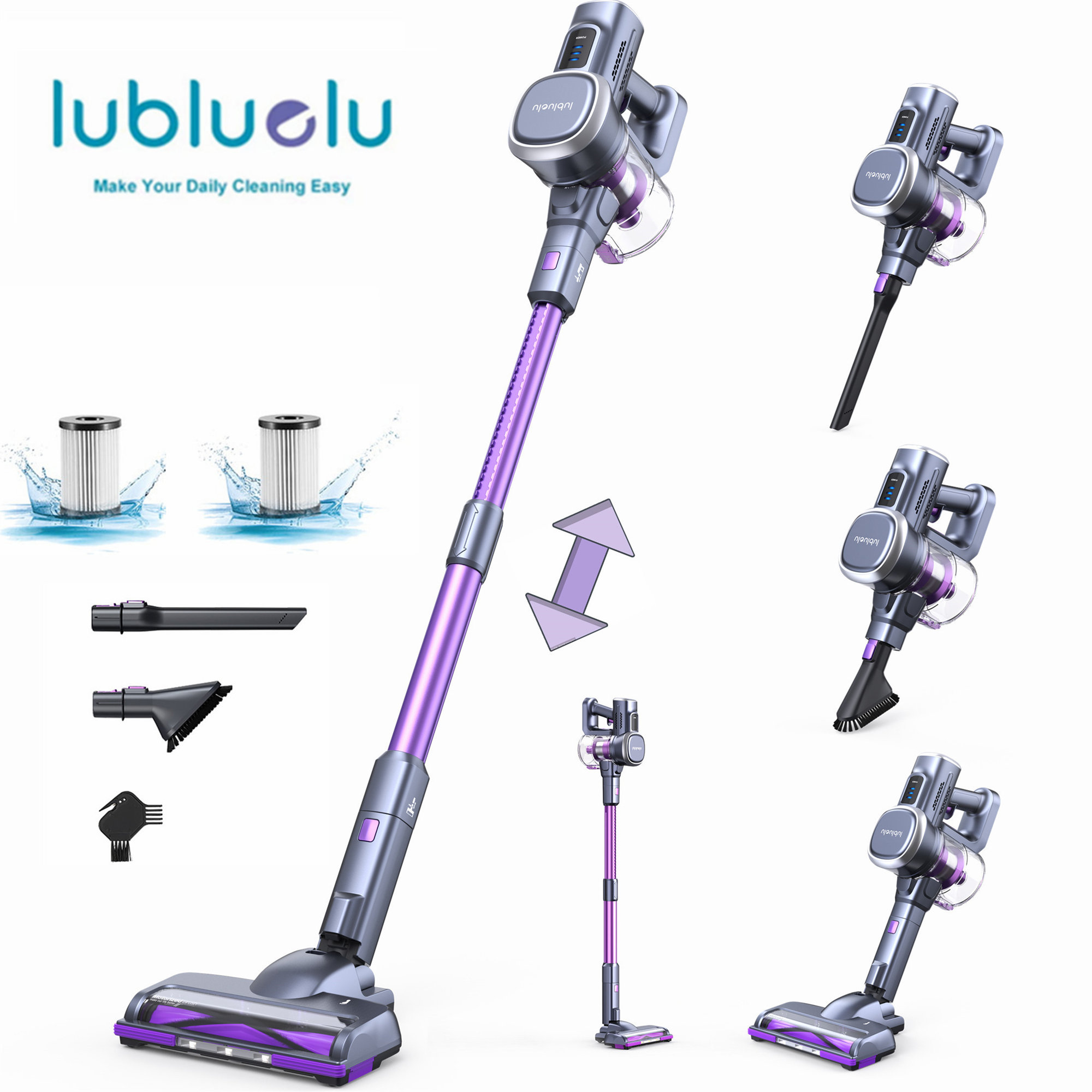 Lubluelu FreeStanding Cordless Stick Vacuum Cleaner Upright