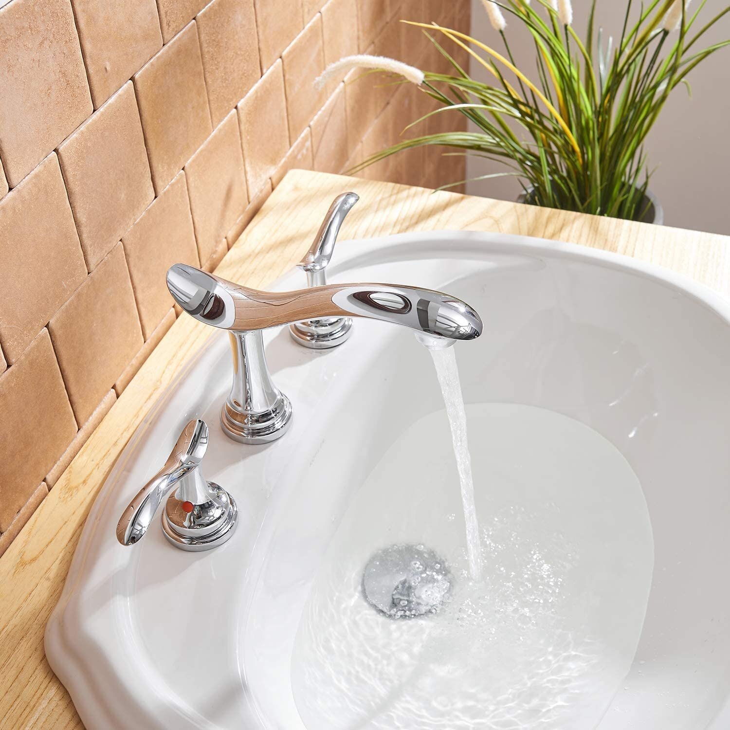 Widespread Bathroom Faucet 2 Handle 3 Holes Lavatory Vanity Sink Faucet 