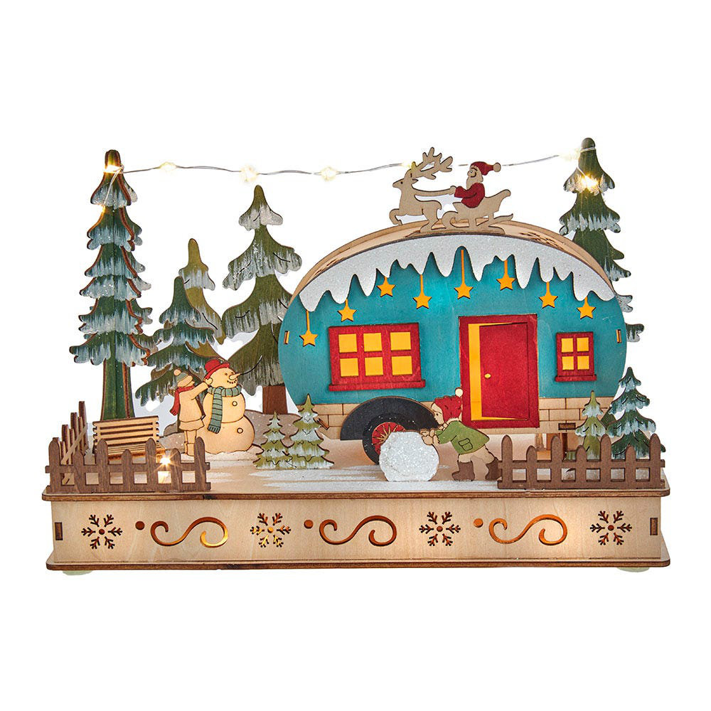 Kurt Adler Wooden Light up Camper with Santa Wayfair