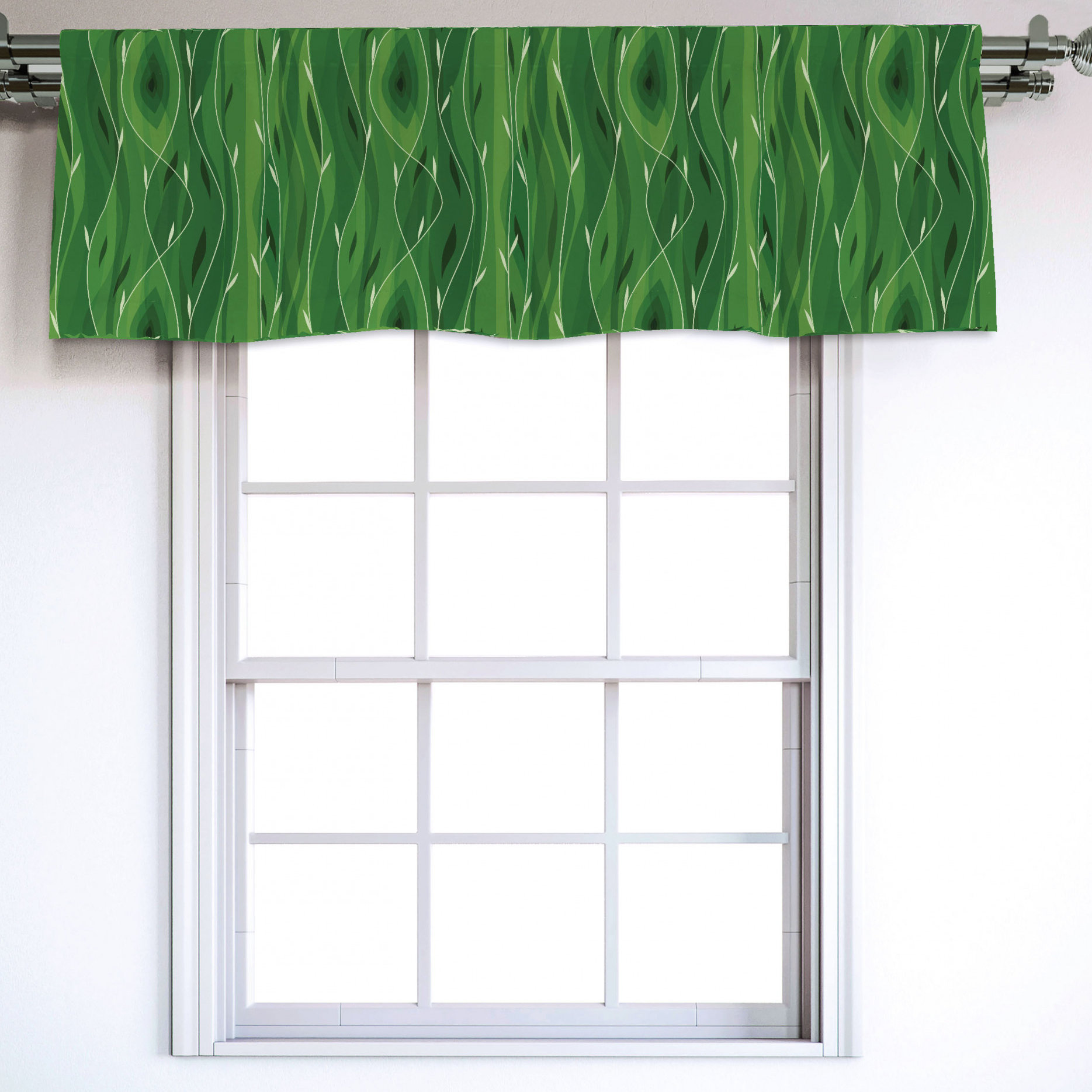 East Urban Home Sateen Ruffled 54'' Window Valance in Green Wayfair