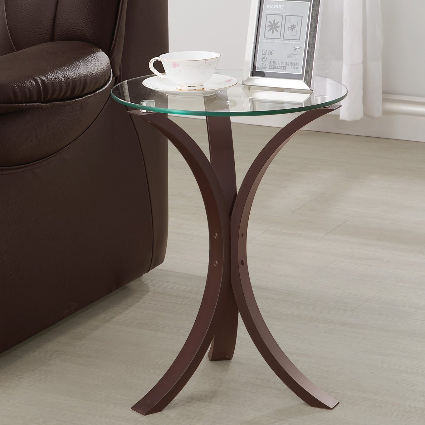 Ebern Designs Grattan 21.25'' Tall Glass Pedestal End Table & Reviews