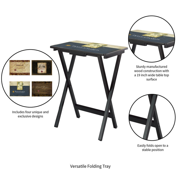 Reta Rustic Wine Labels TV Tray Set with Stand
