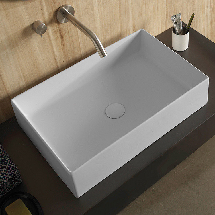 Scarabeo by Nameeks Teorema Ceramic Rectangular Vessel Bathroom Sink