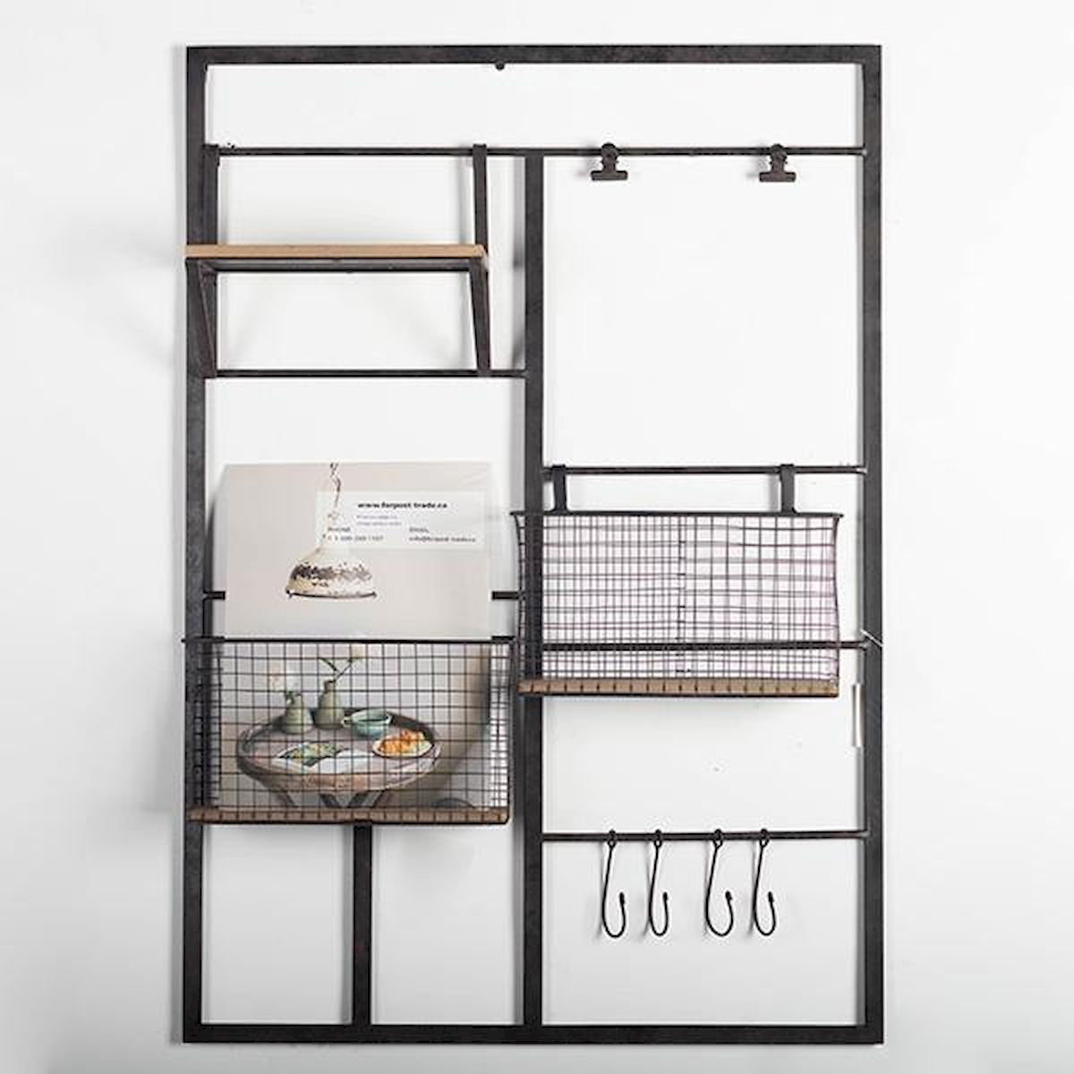 MDR Trading Inc. Metal Wall Storage Organizer with Wall Baskets and Key