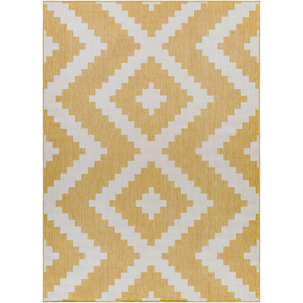 Union Rustic Anesa Machine Woven Yellow Indoor/Outdoor Rug | Wayfair