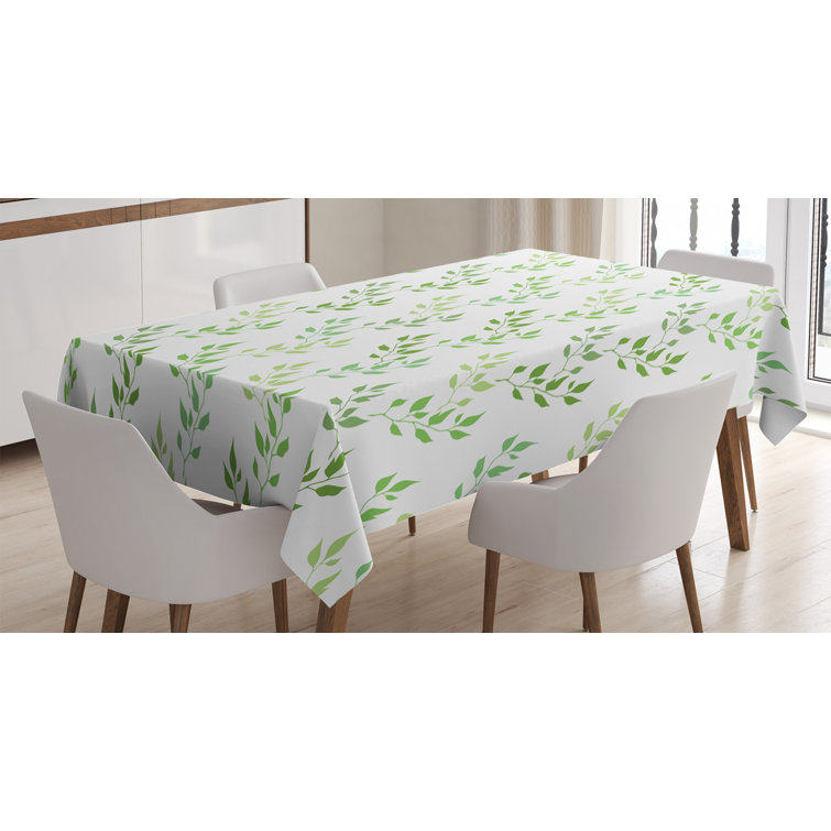 Ambesonne Leaf Tablecloth, Symmetrical Olive Leaves And Wavy Branches With Patterns Classical Illustration, Rectangular Table Cover For Dining Room ...