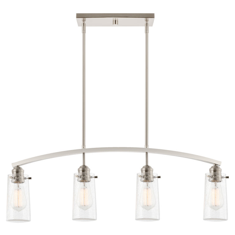 Gro 33 4-Light Modern Farmhouse Arched Island Light, Seeded Glass Shades +  Brushed Nickel Finish