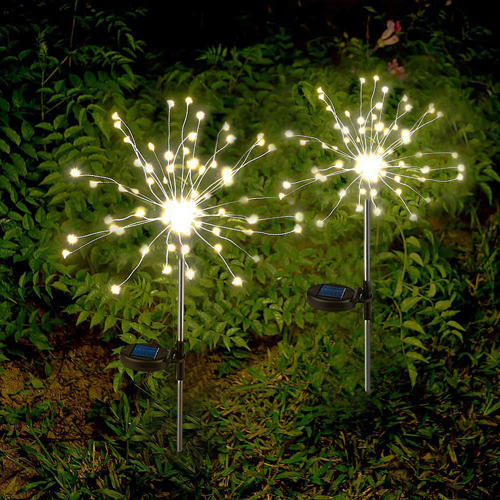2X 150LED Solar Powered Garden Path Firework Lights Starburst Stake Outdoor Lamp 