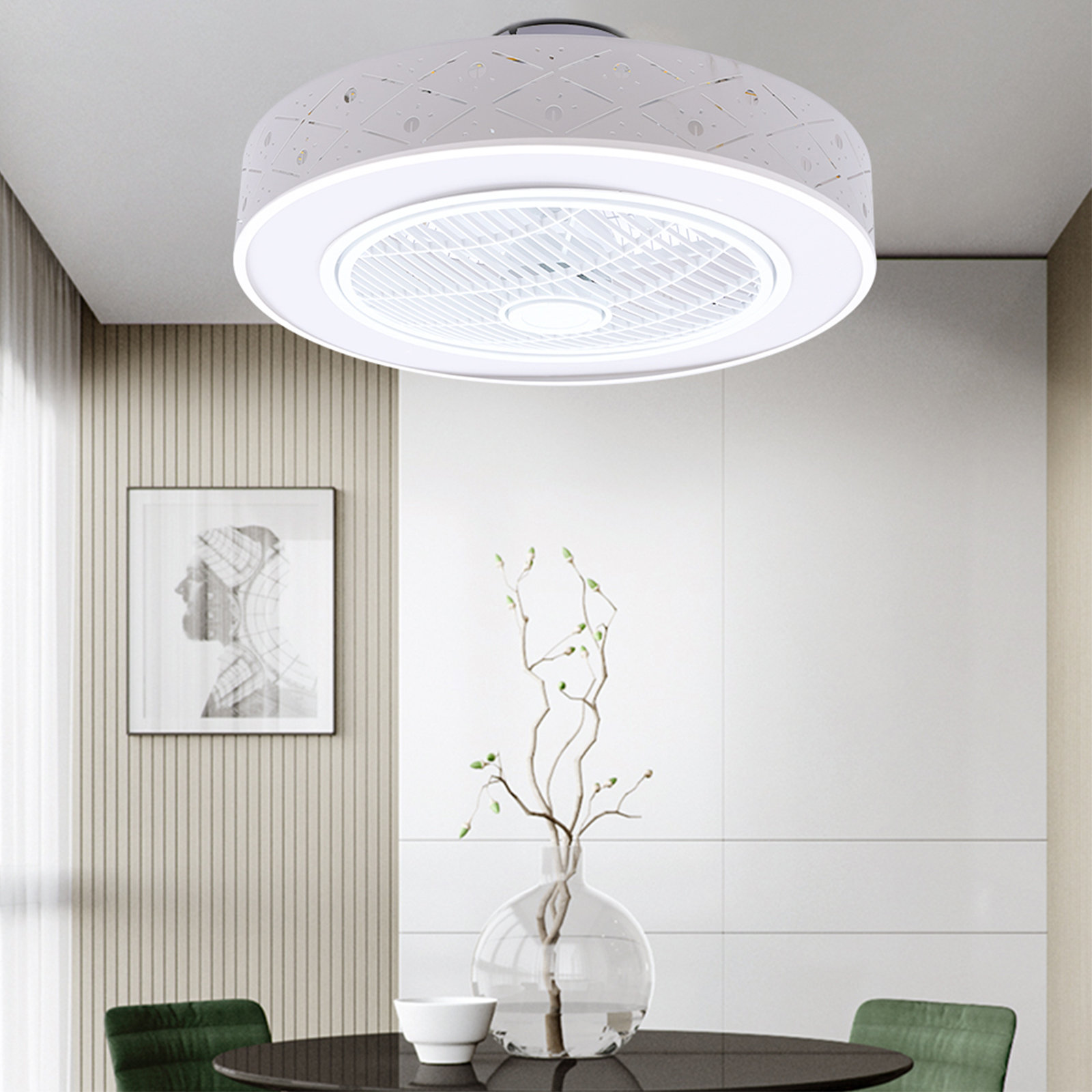 JOYDING 21.6" 7 Blades Enclosed Ceiling Fan Light with Remote Wayfair