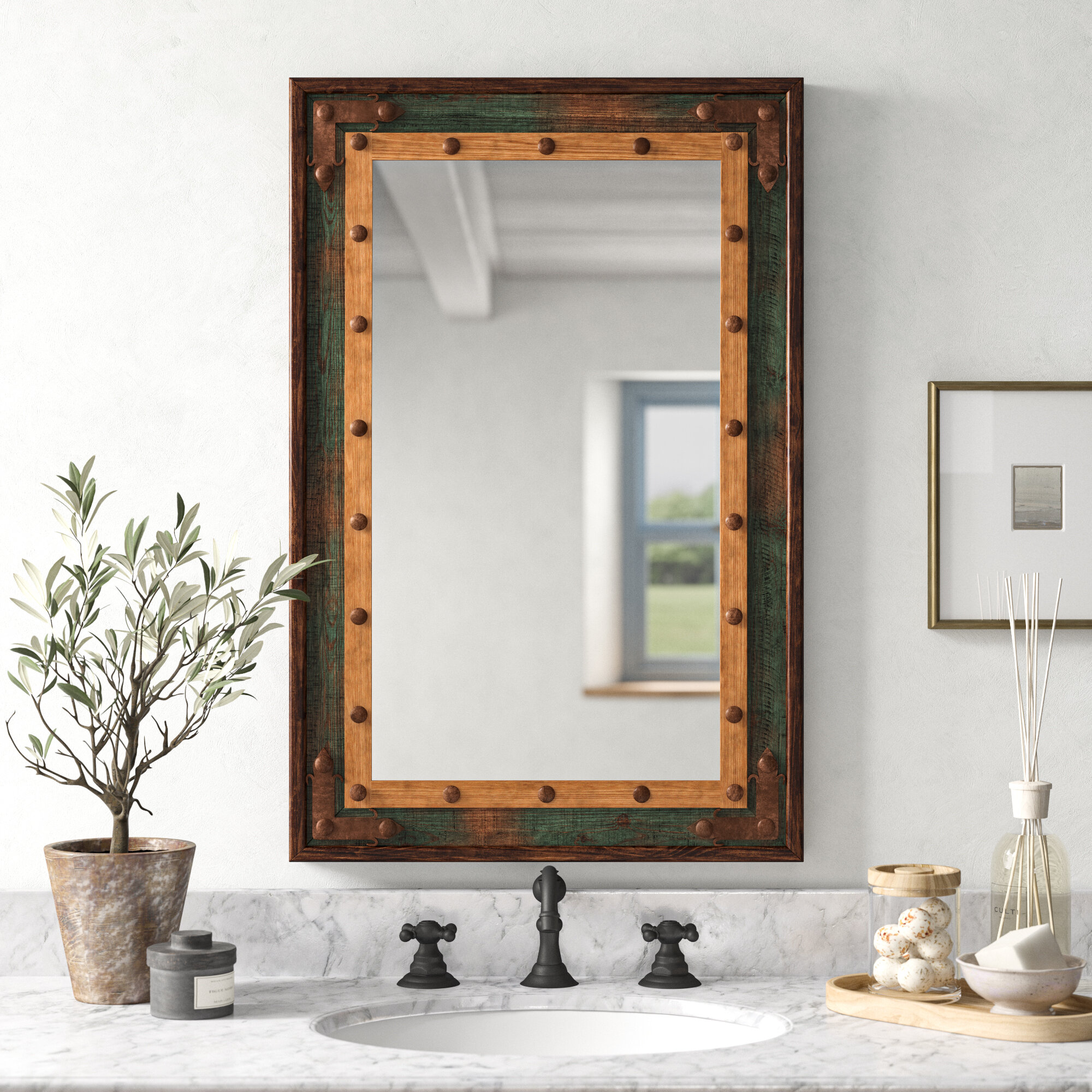Millwood Pines Adrushan Rustic Distressed Bathroom/Vanity Mirror & Reviews  | Wayfair