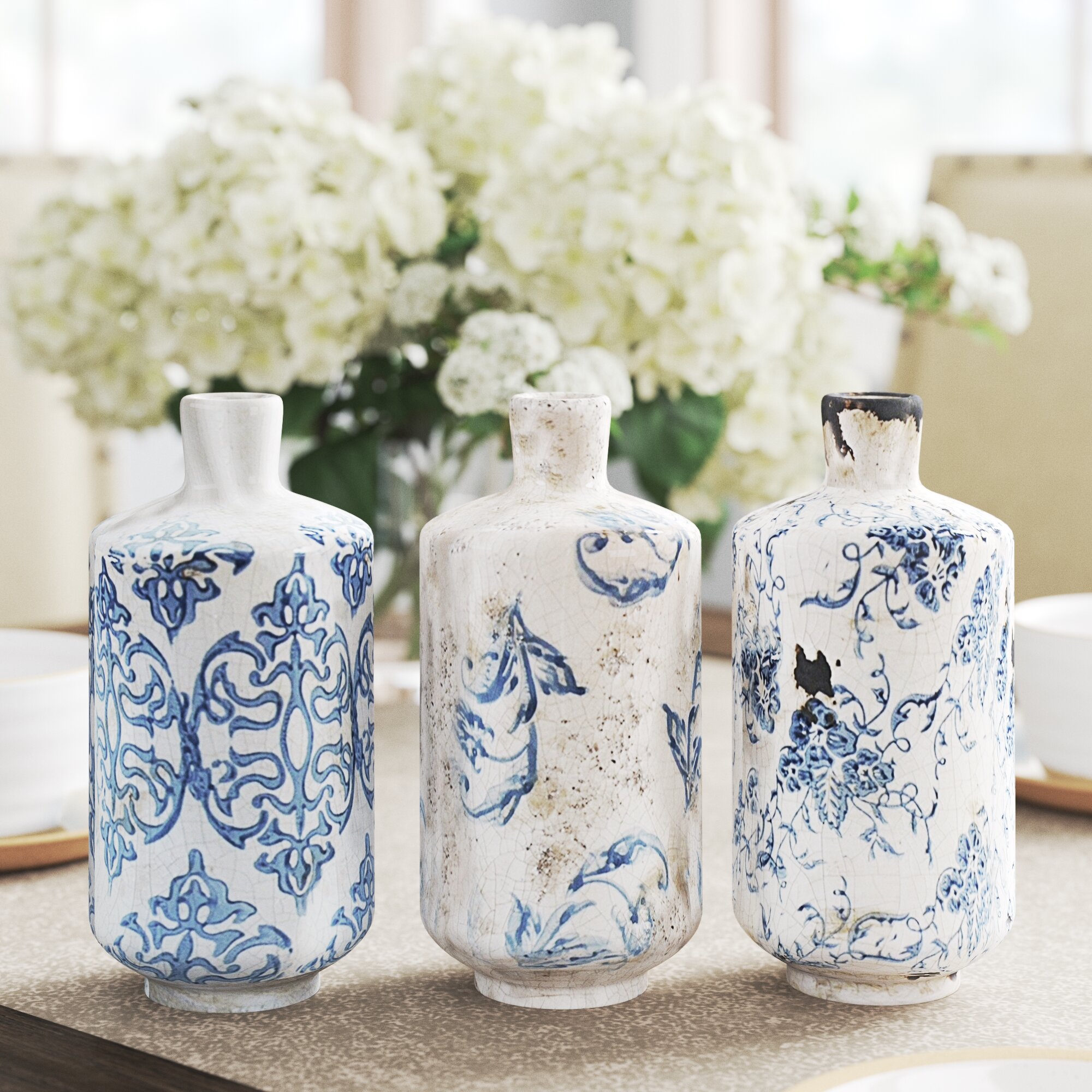 Ceramic Blue Glazed Bud Flower Vase Home Wedding Decor 1.5" x 4.8" H NEW A99835 