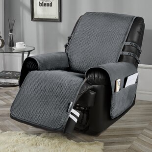 Protective Soft Comfy White Fleece Chair Recliner Furniture Cover w/ Pockets 