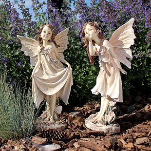 Fairy Faux Carved Wood Look Figurine 4.5" High Resin New Pose A