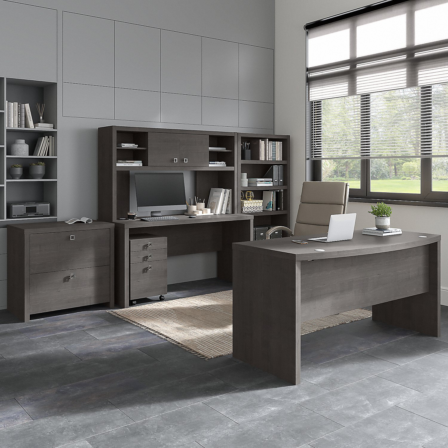 Inbox Zero Jovonne 6 Piece Rectangle Computer Desk Office Set with