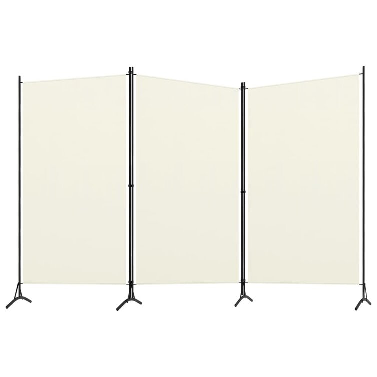 vidaXL 3-Panel Room Divider White Fabric Privacy Panel Screen Space Partition 