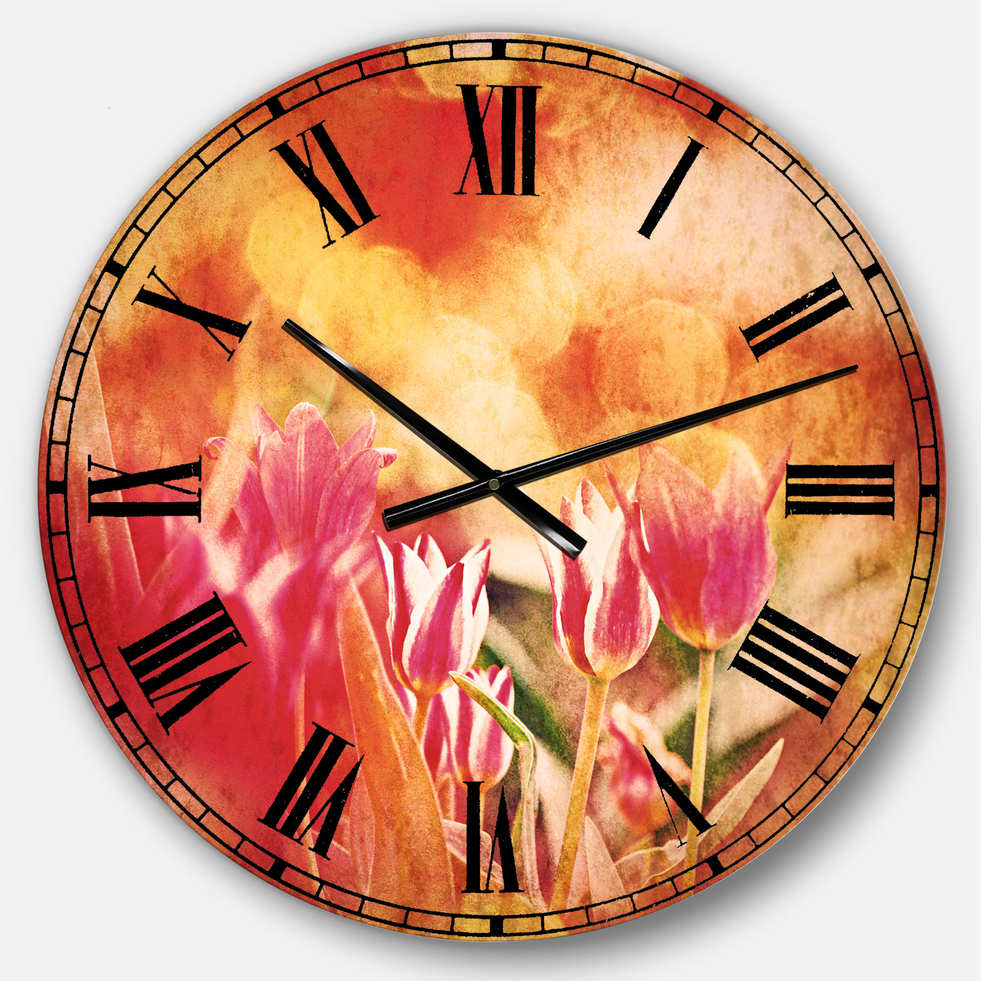 East Urban Home Tulips on Abstract Red Background Traditional wall