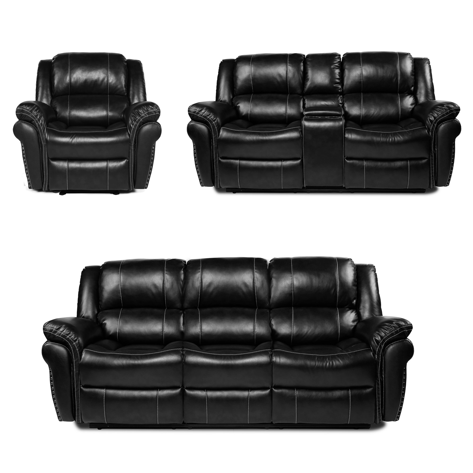 Red Barrel Studio® 3 Piece Faux Leather Reclining Living Room Set Wayfair
