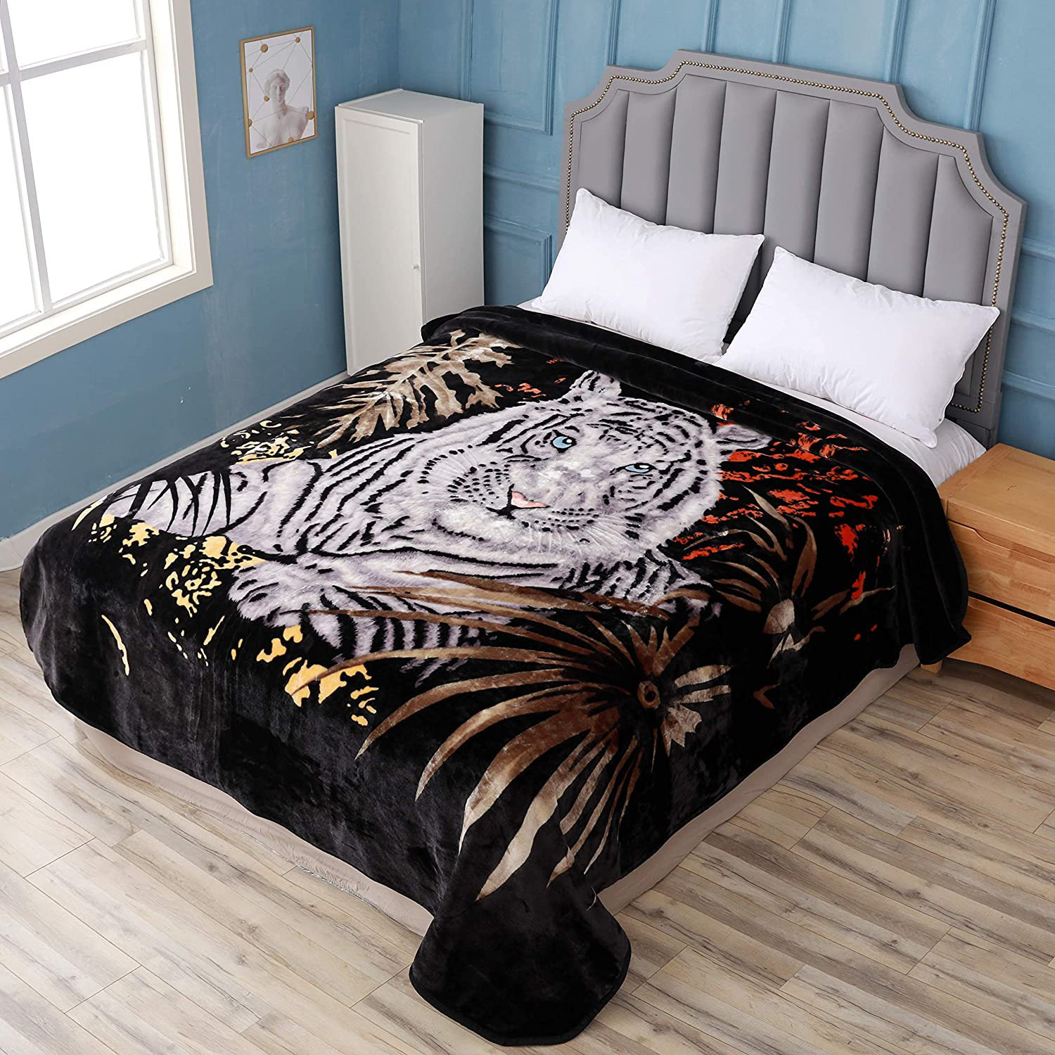 Asio White Tiger Blanket | Wayfair