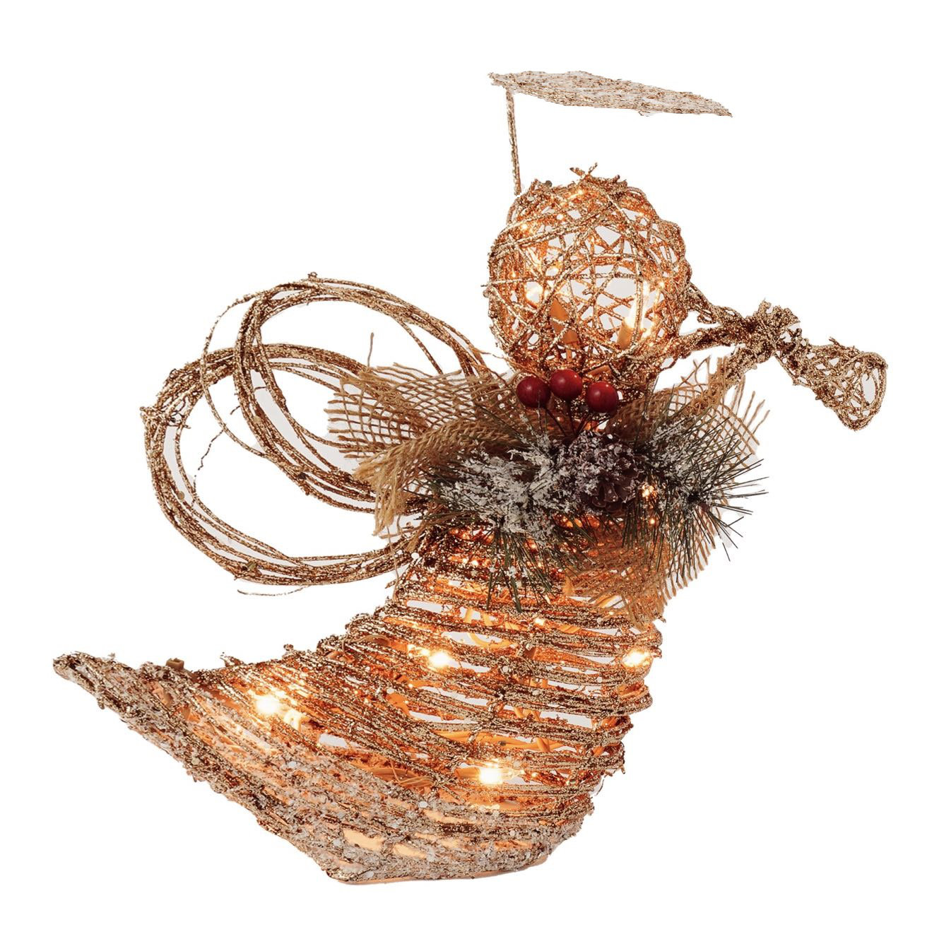 The Holiday Aisle® Gold Angel Rattan Decoration Lighted Display For Christmas Decoration Wayfair